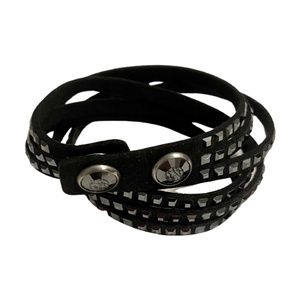 Swarovski Deluxe Double Wrap Bracelet / Cuff Black Suede & Crystals